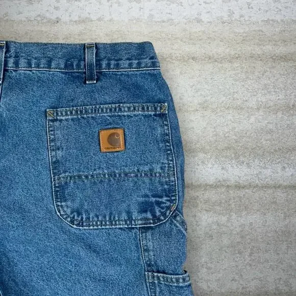 Vintage Carhartt Carpenter Jeans Baggy Wide Leg Fit Light Wash Denim 90s
